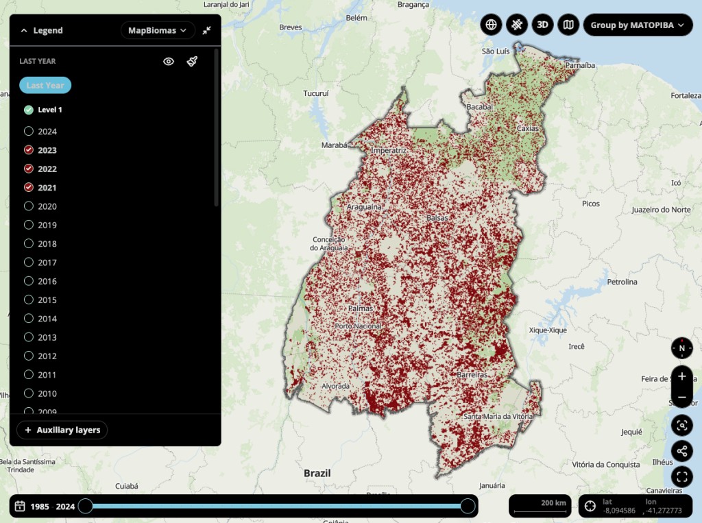 Área total quemada en la región de Matopiba